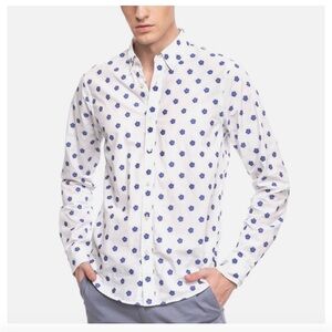 Scotch & Soda White Shirt with Blue Floral Dots - MEDIUM REGULAR FIT -   NEW